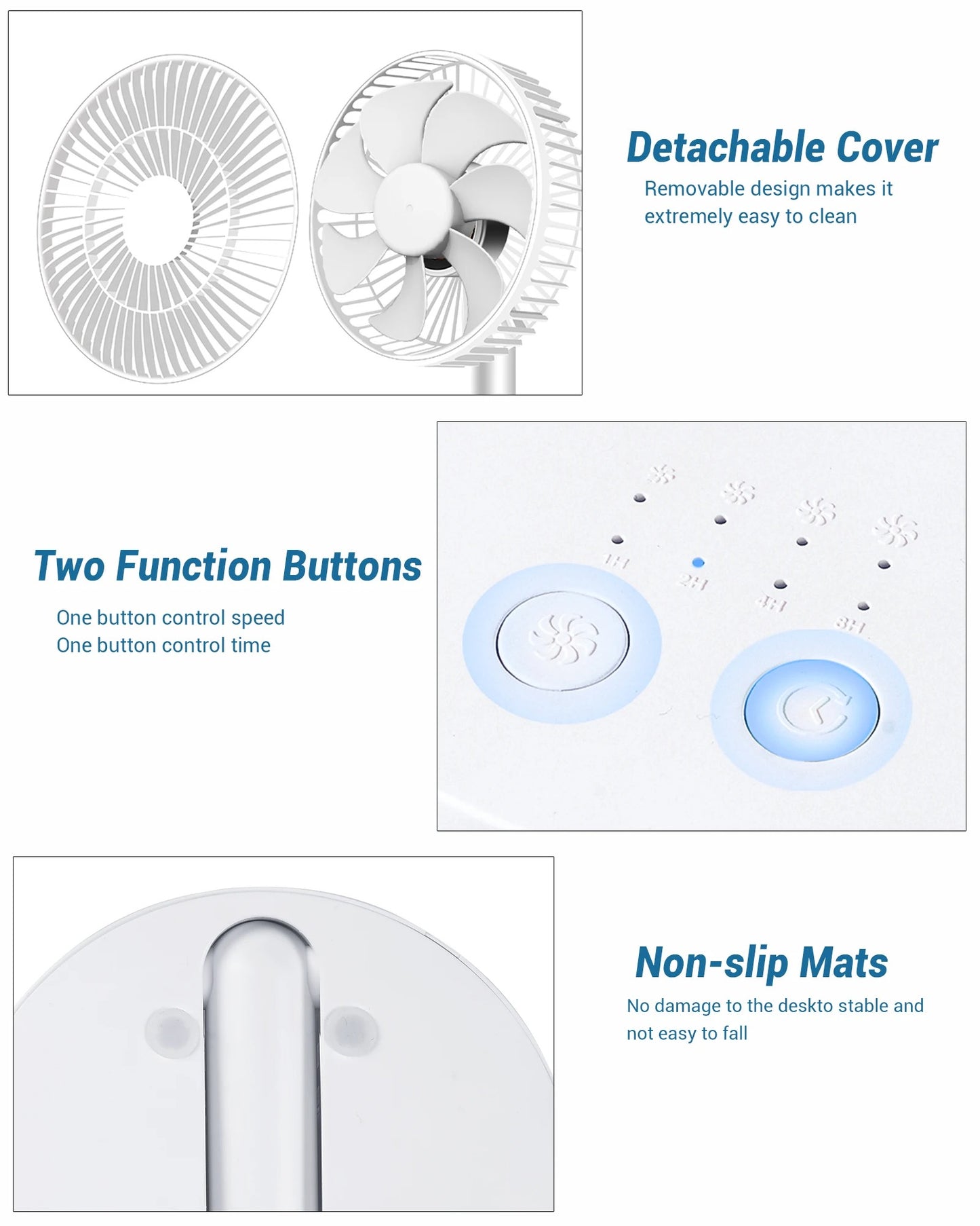 USB Fan / Powerful Rechargeable Adjustable AC DC Table Wall Fan / Mini Handheld Portable USB Fan