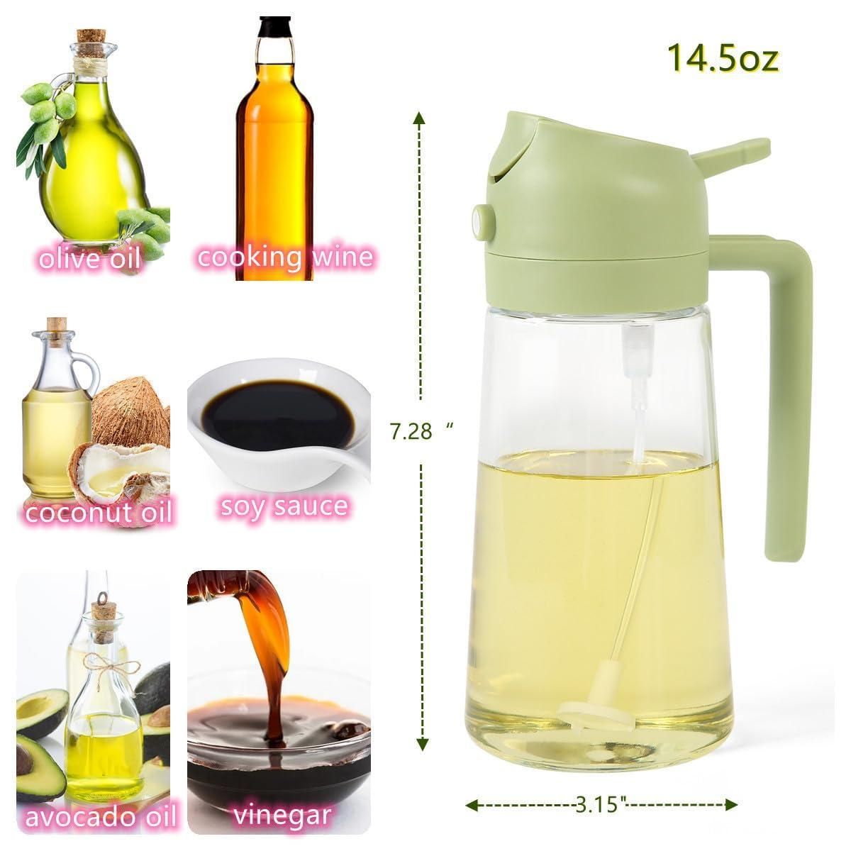2-in-1 Oil Sprayer & Dispenser Bottle | Glass Cooking Oil Spray Bottle for Healthy Kitchen | Oil Pour & Sprayer Bottle