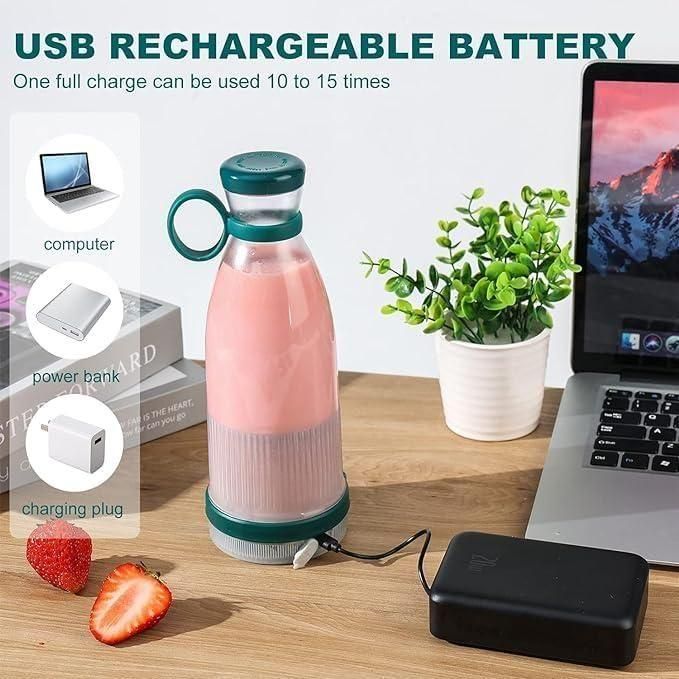 Mini Portable USB Juicer Bottle | Electric Blender for Juices, Smoothie, Protein Shakes | Perfect for Travel Gym Office | Self Mixing Grinder