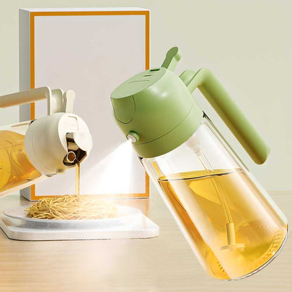 2-in-1 Oil Sprayer & Dispenser Bottle | Glass Cooking Oil Spray Bottle for Healthy Kitchen | Oil Pour & Sprayer Bottle
