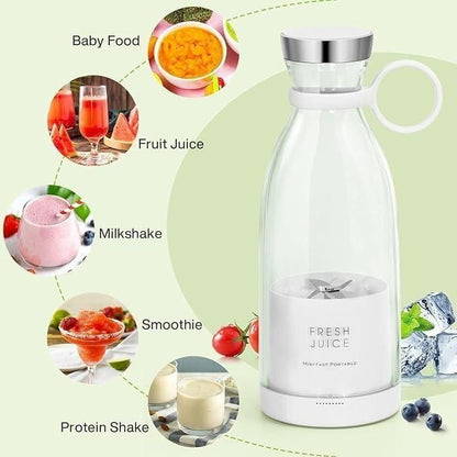 Mini Portable USB Juicer Bottle | Electric Blender for Juices, Smoothie, Protein Shakes | Perfect for Travel Gym Office | Self Mixing Grinder