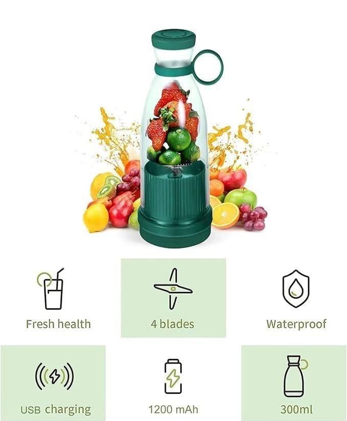 Mini Portable USB Juicer Bottle | Electric Blender for Juices, Smoothie, Protein Shakes | Perfect for Travel Gym Office | Self Mixing Grinder