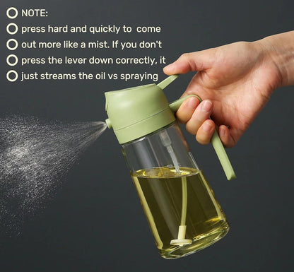 2-in-1 Oil Sprayer & Dispenser Bottle | Glass Cooking Oil Spray Bottle for Healthy Kitchen | Oil Pour & Sprayer Bottle