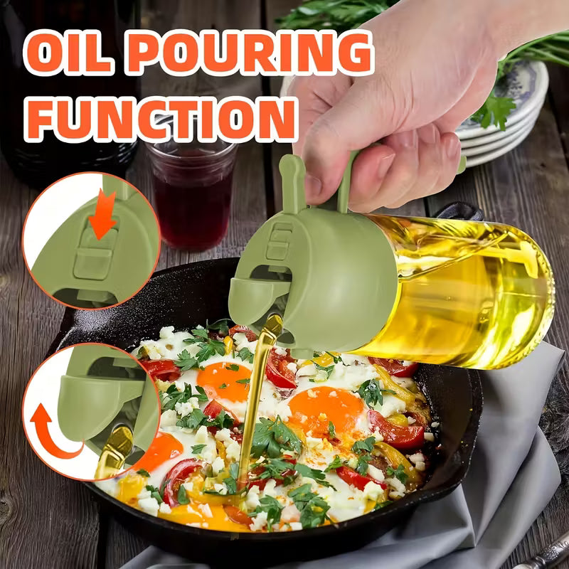 2-in-1 Oil Sprayer & Dispenser Bottle | Glass Cooking Oil Spray Bottle for Healthy Kitchen | Oil Pour & Sprayer Bottle
