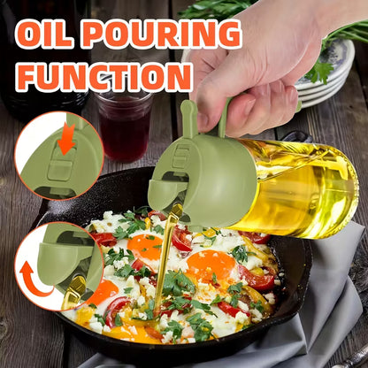 2-in-1 Oil Sprayer & Dispenser Bottle | Glass Cooking Oil Spray Bottle for Healthy Kitchen | Oil Pour & Sprayer Bottle