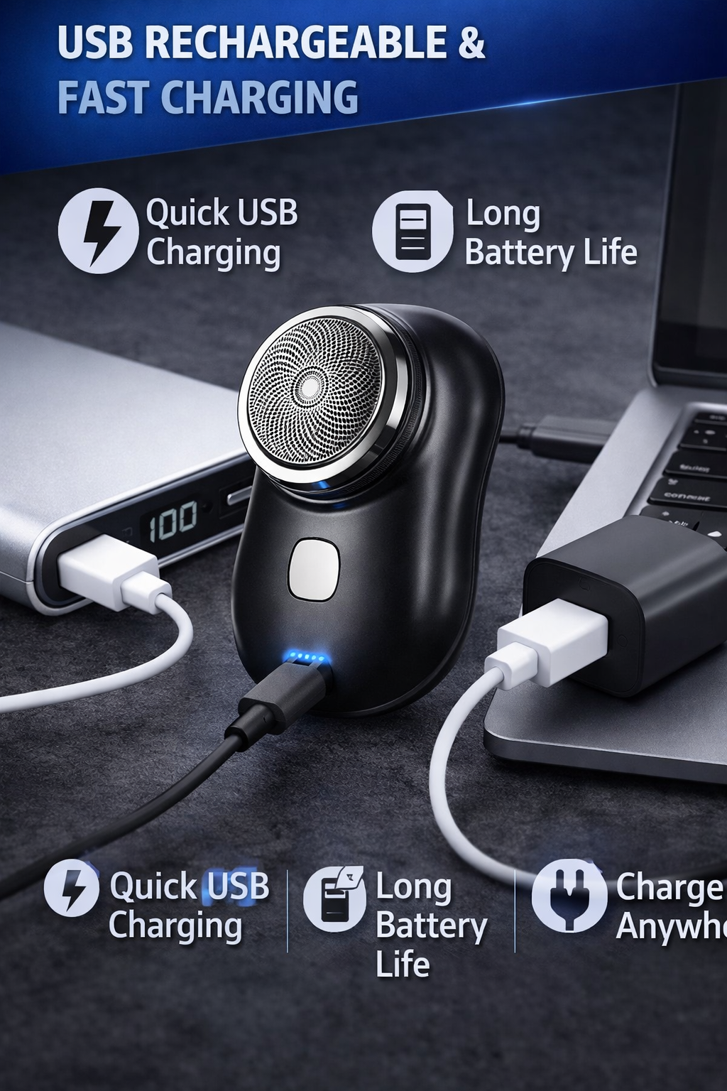 Mini Electric Shaver for Men – Portable Pocket Shaver, USB Rechargeable Beard Trimmer for Travel & Daily Grooming