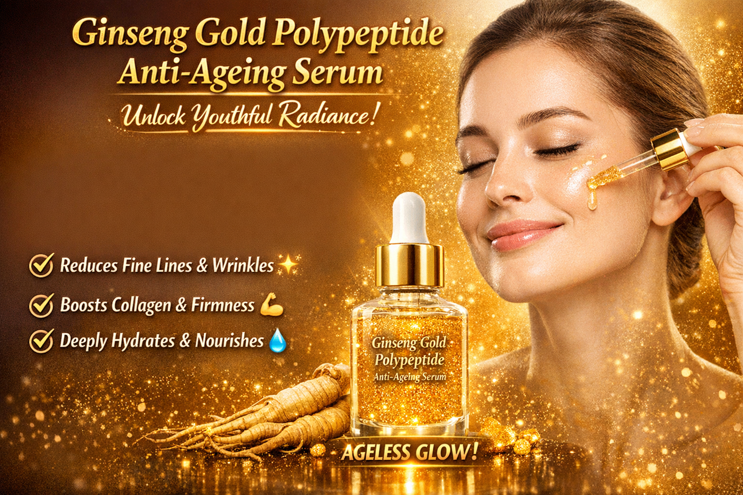 Ginseng Gold Polypeptide Anti-Ageing / Anti-wrinkle / Korean Anti-Ageing Essential Oil Serum
