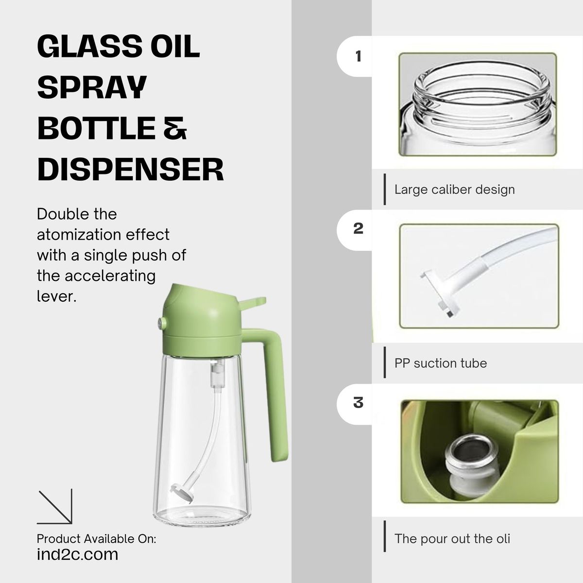 2-in-1 Oil Sprayer & Dispenser Bottle | Glass Cooking Oil Spray Bottle for Healthy Kitchen | Oil Pour & Sprayer Bottle