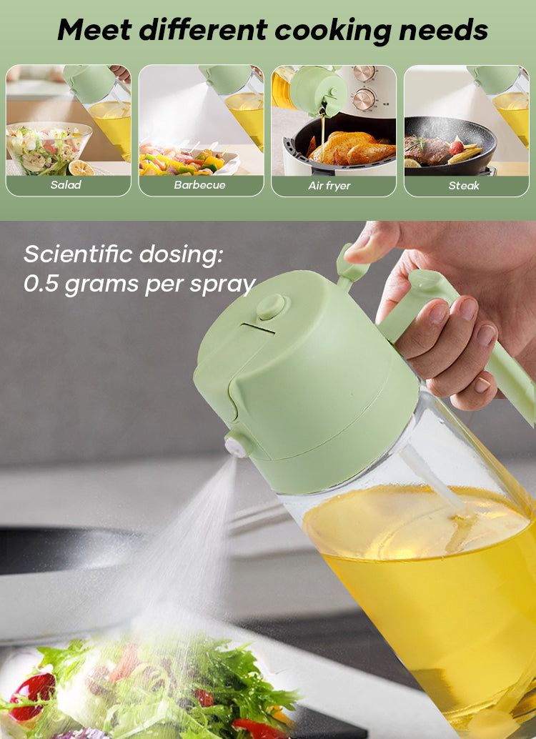 2-in-1 Oil Sprayer & Dispenser Bottle | Glass Cooking Oil Spray Bottle for Healthy Kitchen | Oil Pour & Sprayer Bottle