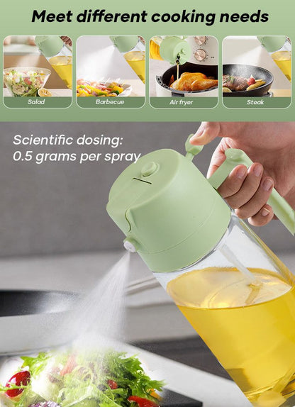 2-in-1 Oil Sprayer & Dispenser Bottle | Glass Cooking Oil Spray Bottle for Healthy Kitchen | Oil Pour & Sprayer Bottle